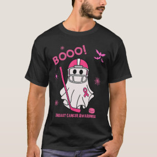 Spooky Ice Hockey Halloween Breast Cancer Awarenes T-Shirt