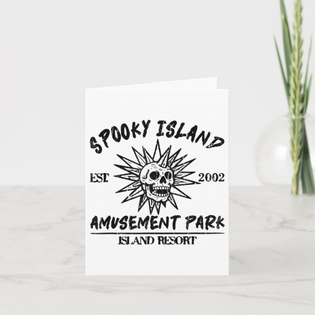Spooky Island Amusement Park, Disco Skull, Hallowe Card (Front)