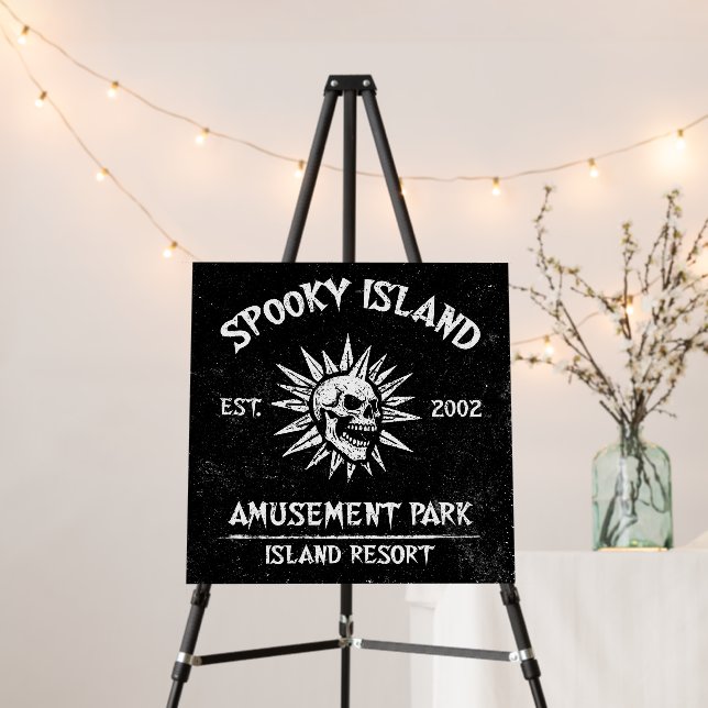 Spooky Island Est 2002 Amusement Park Skull Foam Board (In Situ (Stand))