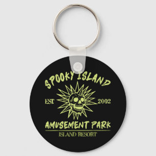 Spooky Island Est 2002 Amusement Park Skull Hallow Keychain