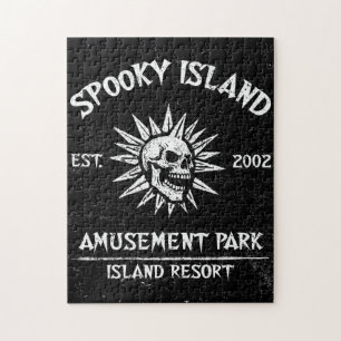Spooky Island Est 2002 Amusement Park Skull Jigsaw Puzzle