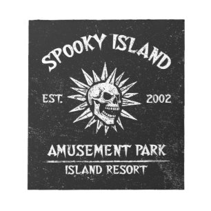 Spooky Island Est 2002 Amusement Park Skull Notepad