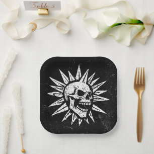 Spooky Island Est 2002 Amusement Park Skull Paper Plates