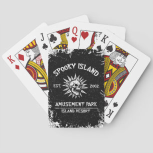 Spooky Island Est 2002 Amusement Park Skull Poker Cards