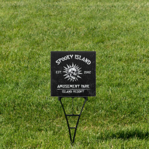 Spooky Island Est 2002 Amusement Park Skull Sign