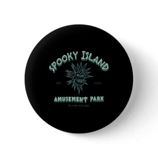 Spooky Island Retro Halloween Skull 90s Halloween  Button