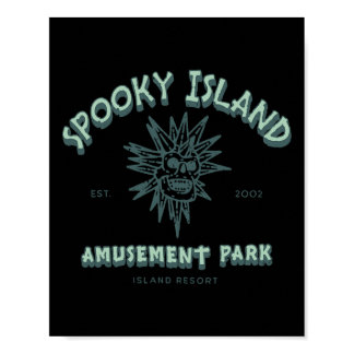Spooky Island Retro Halloween Skull 90s Halloween  Poster
