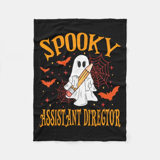 Spooky Istant Director Ghost Funny Halloween Schoo Fleece Blanket (Front)