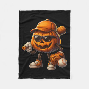 Spooky Jack O Lantern Baseball Halloween Costumes Fleece Blanket