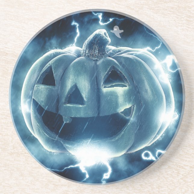 Spooky Jack-o-Lantern Drink Coaster (Front)