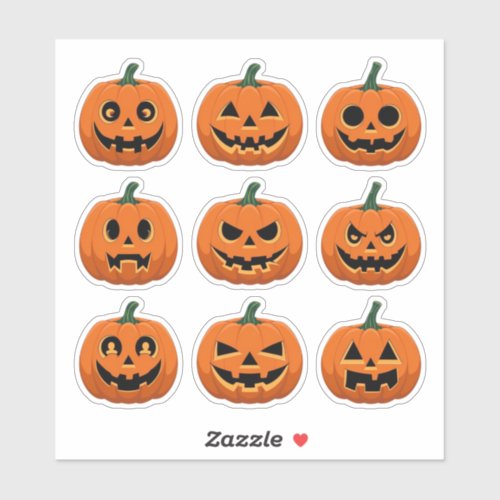 Spooky Jack-o’-Lantern Faces Scrapbook Stickers