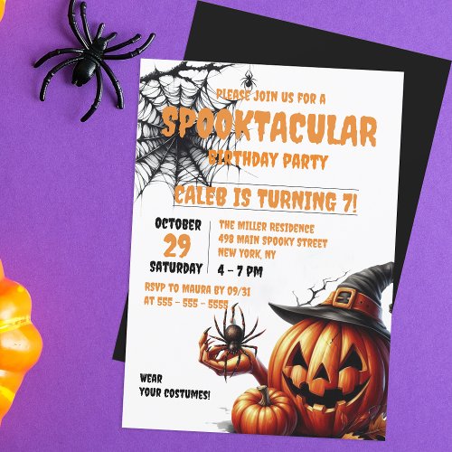 Spooky Jack_o_Lantern Halloween Birthday Party Invitation