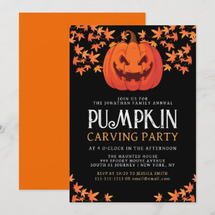 Spooky Jack O Lantern Halloween Carving Party Invitation