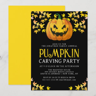 Spooky Jack O Lantern Halloween Carving Party Invitation