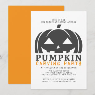 Spooky Jack O Lantern Halloween Carving Party Invitation
