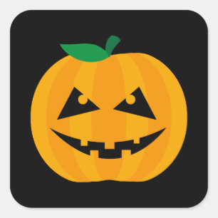 Spooky Jack-O'-Lantern Halloween Design Square Sticker