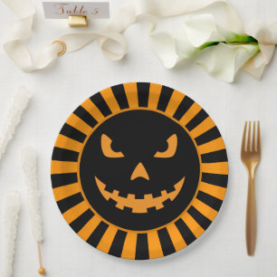 Spooky Jack-O'-Lantern Halloween Paper Plate