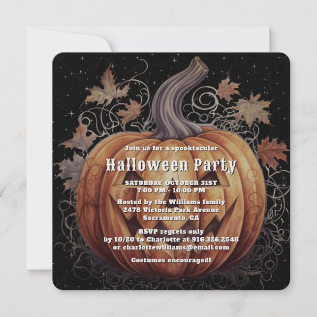 Spooky Jack O’Lantern Halloween Party Invitation (Front)