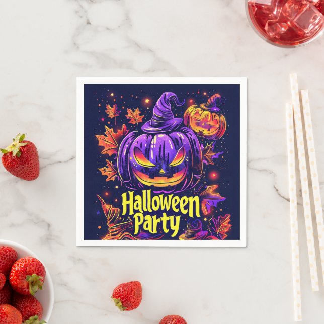Spooky Jack-O-Lantern Halloween Party Napkins (Insitu)