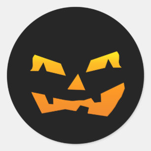 Spooky Jack O Lantern Halloween Pumpkin Face Classic Round Sticker