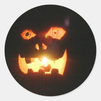 Spooky Jack O Lantern Halloween Pumpkin Sticker by greatgear at Zazzle