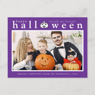 Spooky Jack-o'-lantern Happy Halloween 1 Photo Holiday Postcard
