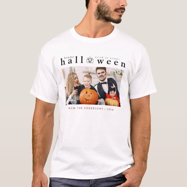 Spooky Jack-o'-lantern Happy Halloween 1 Photo T-Shirt (Front)