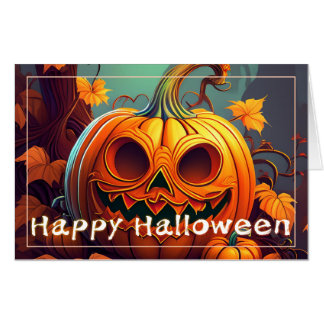 Spooky Jack-o-Lantern Happy Halloween Art Card