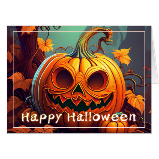 Spooky Jack-o-Lantern Happy Halloween Art Card