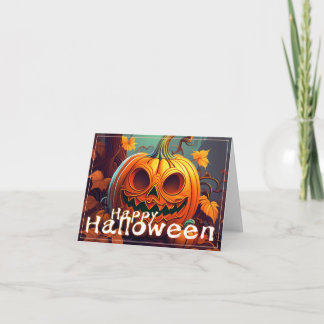 Spooky Jack-o-Lantern Happy Halloween Art Card