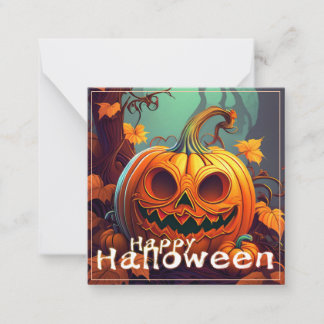 Spooky Jack-o-Lantern Happy Halloween Art Note Card