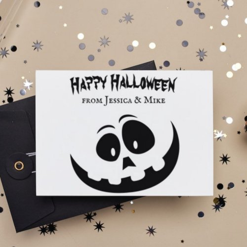 Spooky Jack O Lantern Happy Halloween From Names Rubber Stamp