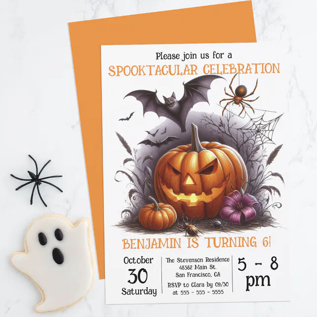 Spooky Jack o' Lantern Kid's Birthday Halloween Invitation | Zazzle