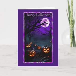 Spooky Jack-O-Lantern Meeting Halloween Card