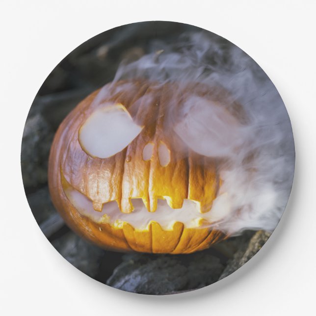 Spooky Jack-o-lantern Paper Plates (Front)