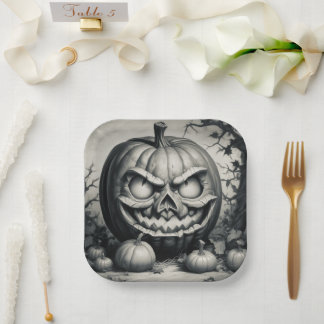 Spooky Jack-o'-lantern Paper Plates