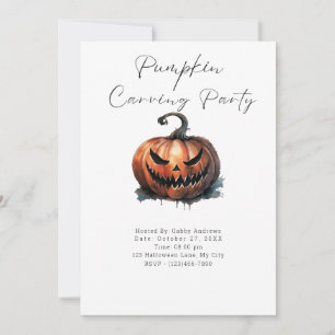 Spooky Jack-O' Lantern Pumpkin Carving Party Invitation