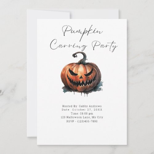 Spooky Jack_O Lantern Pumpkin Carving Party Invitation