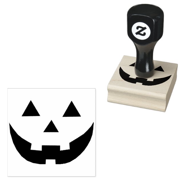 Spooky Jack o lantern pumpkin face fun Halloween Rubber Stamp (Stamped)