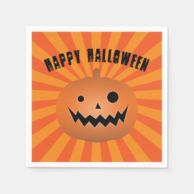 Spooky Jack O Lantern Pumpkin Halloween Party Napkins (Front)
