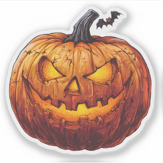 Spooky Jack-o-Lantern Pumpkin Sticker (Front)
