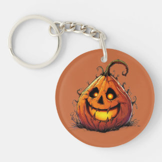 Spooky Jack O’Lantern Pumpkin with Glowing Eyes Keychain