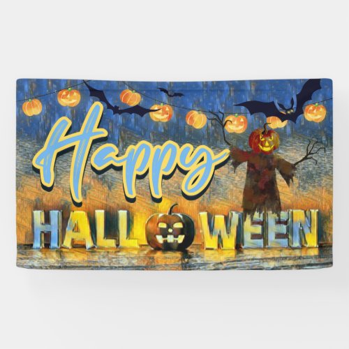 Spooky Jack_o_lantern Scarecrow Happy Halloween Banner