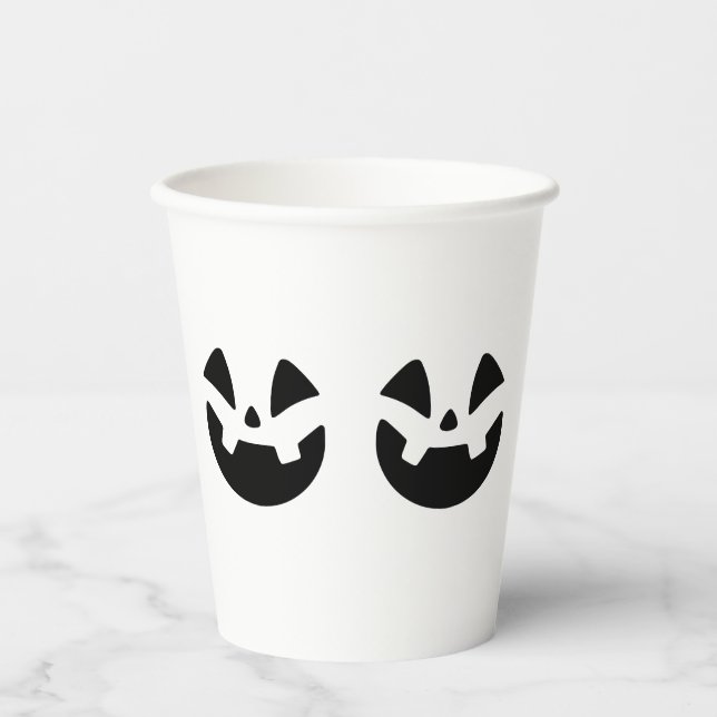 Spooky Jack-o'-Lantern Silhouette Halloween Mug Paper Cups (Front)