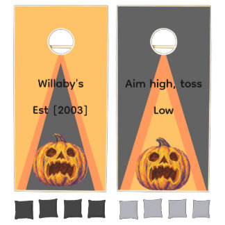 Spooky Jack-O-Lantern Spotlight Custom Halloween Cornhole Set
