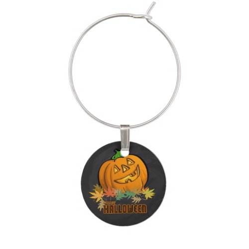 Spooky Jack_o_Lantern Wine Glass Charm