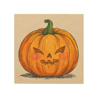 Spooky Jack O' Lantern Wood Wall Art