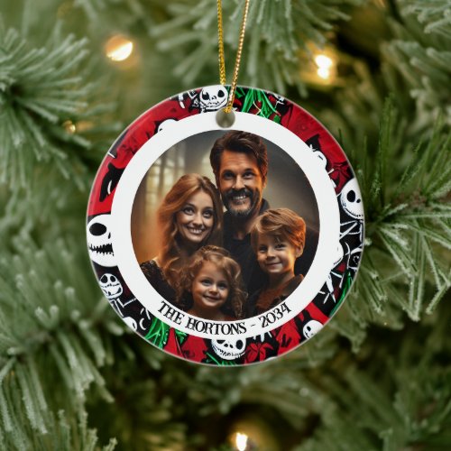 Spooky Jack OLantern Family Photo Ceramic Ornament