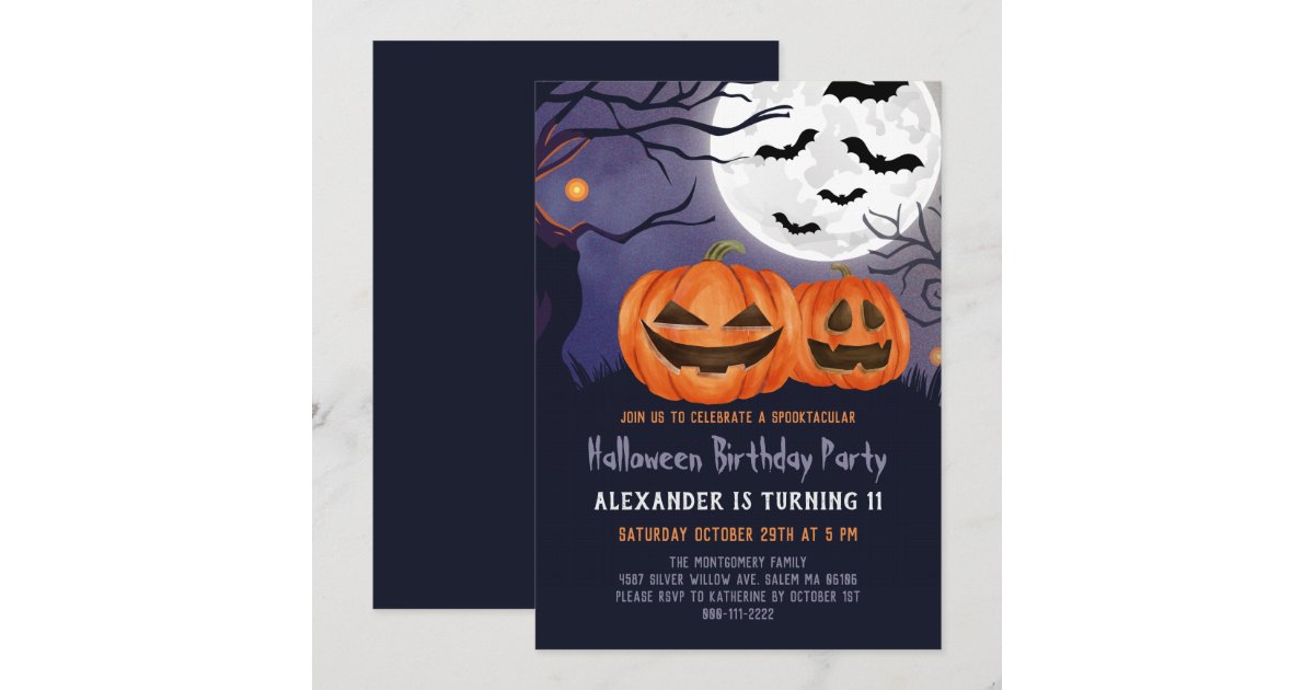 Spooky Jack O'Lantern Halloween Birthday Party Invitation | Zazzle