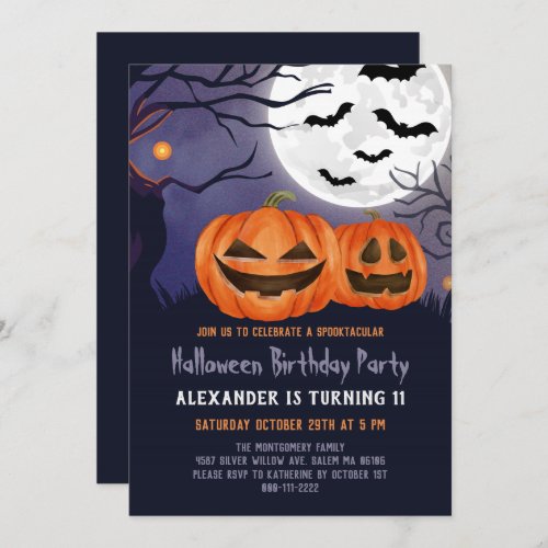 Spooky Jack OLantern Halloween Birthday Party Invitation